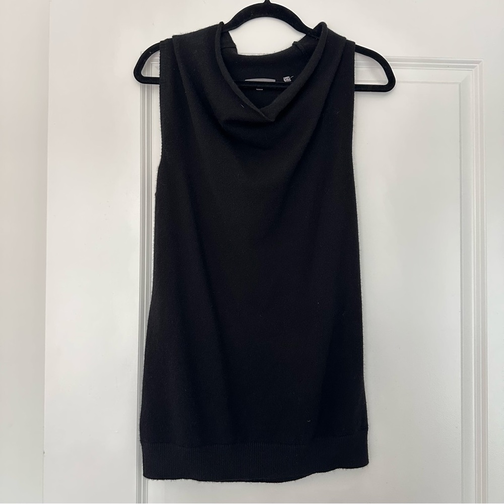 Vince (M) 100% Cashmere Black Cowl Neck Sleeveless Sweater- Quiet Luxury Staples